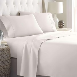 Full XL Sheet Set Cotton 4 Piece Bed Sheet Set Full 400 Thread Count Bed Sheet, Sheets for Full XL Size Bed 12 inch Deep Pocket Sheets Easy to Fit, White Solid