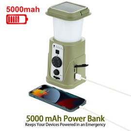 Multifunctional Camping Light LED Campsite Lantern AM/FM/WB/NOAA Weather Radio Portable Solar Hand-Crank Power Banks Support 4 Power Supplys 3 Light Modes for Outdoor Emergencys