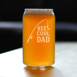 Reel Cool Dad - Beer Can Pint Glass - Funny Fishing Gifts for Fisherman Dads - Fun Fish 16 oz Cups