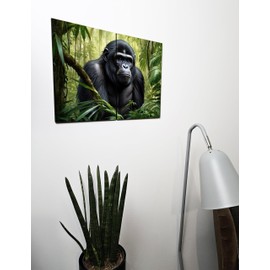 The Plum Penguin Ape in Jungle Photorealistic Wall Art - Dual A4 Wooden MDF Panels Canvas Alternative 40 x 30cm