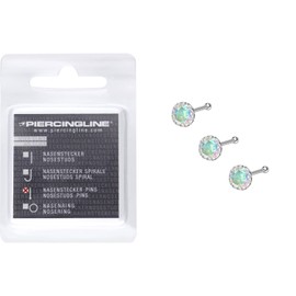 PIERCINGLINE Set of 3 925 Sterling Silver Nose Piercing Plug Flexible Crystal Piercing Nose, Silver