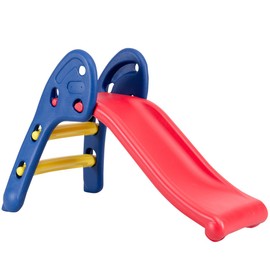 BABY JOY Baby Joy Folding Slide, Indoor First Slide Plastic Play Slide Climber Kids (Ellipse Rail)