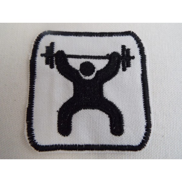 Handmade Weightlifter Embroidered iron On Patch