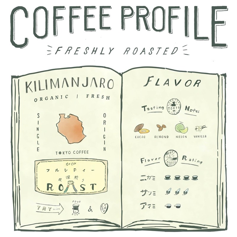Tokyo Coffee Kilimanjaro Organic Coffee Beans Kilimanjaro Peaberry Organic Coffee