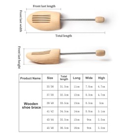 Ianulus Wooden Shoe Stretcher, Extra Strong Shoe Stretcher, Shoe Tree with Steel Spring, Shoe Kink Protector Made of Natural Wood, for All Shoes, Kink Protection, Shoe Stretcher Breathable, Original