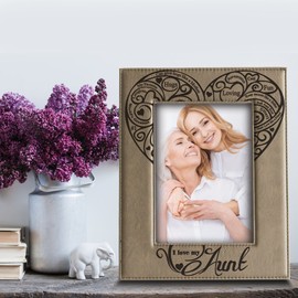 BELLA BUSTA-I Love My Aunt- Engraved Leather Picture Frame- Aunt Gift Auntie Gifts (5" x 7" Vertical)