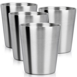 Beasea Stainless Steel Cups 8.8 oz, 4 Pack Small Stainless Steel Tumbler Bulk Stackable Insulated Mini Cups for Drinking Double Wall Metal Glasses Tin Cups for Office Home Party Camping