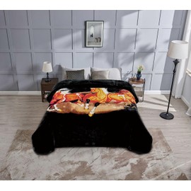 Chezmoi Collection Heavy Single Ply 9 Lbs Korean Style Faux Mink Blanket, Reversible 750GSM Thick Silky Soft Plush Raschel Mink Blanket, 85" x 95" King, Horses