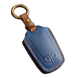 HIBEYO Key Fob Cover for Isuzu MUX MU-X D-MAX DMAX 2 Buttons Accessories Smart Remote Auto Key Cover for Isuzu Protector Leather Key Holder with Keychain-Blue