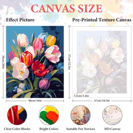 Paint by Numbers Kit for Adults Beginner, Flowers Acrylic Adult Paint by Number Kits on Canvas, Flowers Watercolor Oil Number Painting for Adults, Perfect for Home Decor Gift 16"x20"