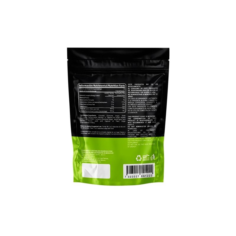 Wellthy cido Alfa Lipoico 60 Cpsulas. 300mg cu, NON GMO,
