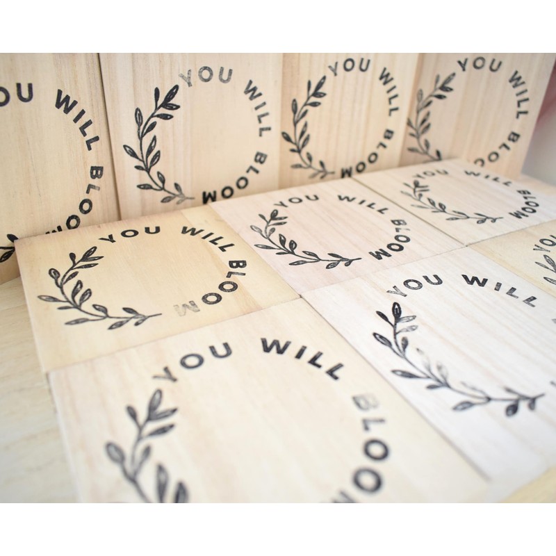 "YOU WILL BLOOM Solid Wood Freestanding Plaque. Wooden Shelf or