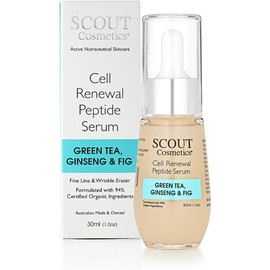 SCOUT Cosmetics Cell Renewal - Sérum facial de péptido con té verde, ginseng y higo
