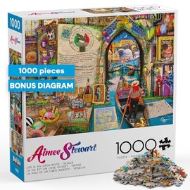 Buffalo Games 1000 Piece Puzzle Life is an Open Book Venice - 26.75 x 19.75 in, Poster Included - Vibrant Collage Artwork & Colorful Puzzles - Italy Puzzle Design & Aimee Stewart Artwork