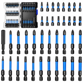 38pcs Impact Driver Bit Set, Magnetic S2 Screwdriver Bit Set, Hex Key Bit Set, Phillips, Pozidriv and Torx with 1/4” Hex Shank Bits for Electric Screwdriver