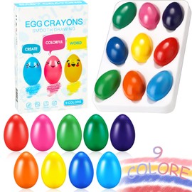 Spakon 9 Pcs 9 Colors Toddler Crayons Egg Crayons Palm Grasp Color Pencils Washable Pencils Paint Pens for Kids Ages 3 Years Old Above