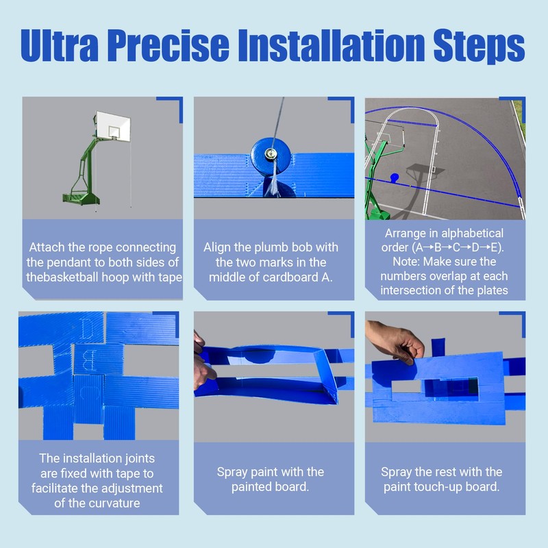 Reusable Waterproof Basketball Court Stencil Kit for Concrete