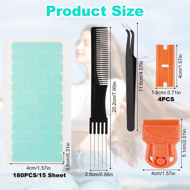 187Stks Wasserfeste Toupet Klebeband Streifen Set, Unsichtbares Doppelseitige Haarklebebänder, Haarverlängerungsbänder