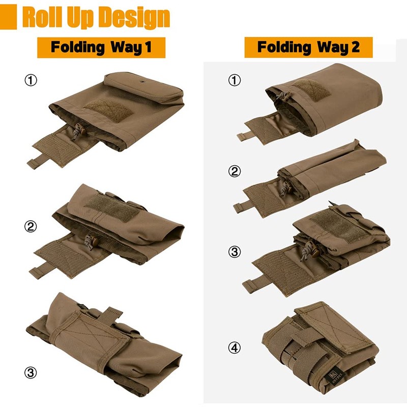 KRYDEX Molle Dump Pouch Roll-Up Drawstring Magazine Utility Pouch Folding