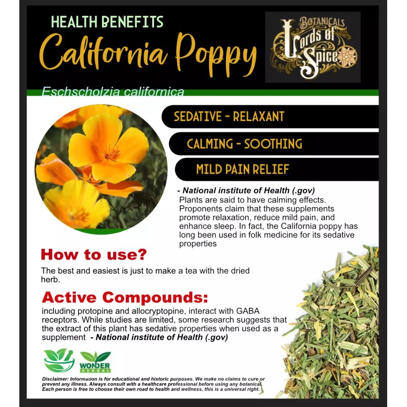 100% Pure California Poppy Extract Tincture for Stress Sleep Relaxation