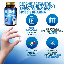 Collagene Marino e Acido Ialuronico: Integratore per Pelle, Ossa e Articolazioni | 120 Capsule - 4 Mesi di Fornitura