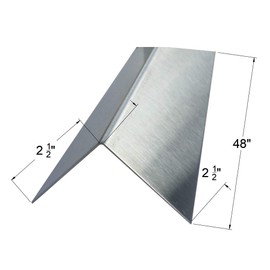 Epic QT Brushed 304 Stainless Steel Corner Guard, Protective Angle, 48'' Long (2 1/2 x 2 1/2, 20GA, No Hug Edges), Silver (CG304-2048-250250-NH)