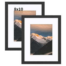 8x10 Picture Frame Set of 2, Multi Photo Frames Set, Display Pictures 5x7 with Mat or 8 x 10 without Mat,Hanging or Tabletop Display, Photo Frame Set for Wall Gallery Decor,Collage Wall Decor(Black)