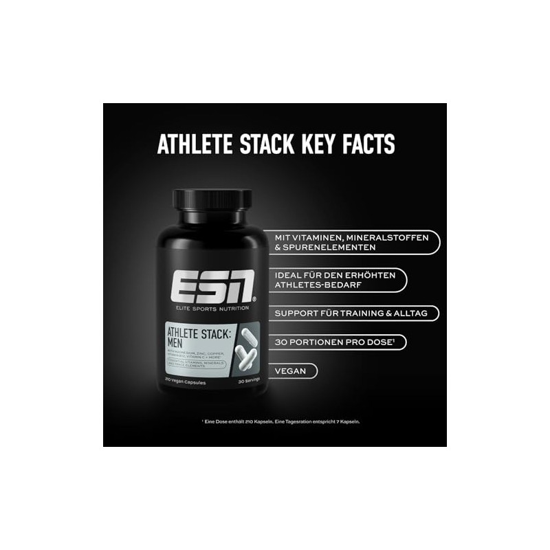 ESN Athlete Stack Men 2.0, 210 Capsules, All Essential Vitamins