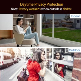 Dwersty One Way Daytime Window Privacy Film See Out Not in, Window Tint for Home, Reflective Mirror Glass Windows Coverings Sun Heat UV Blocking, Black-Silver, 17.5" X 78.7"