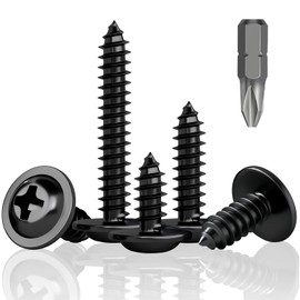 HXJDAM 90Pcs M4.2x50mm Black Self Tapping Screws, Flat Head Screws, Pan Head Screws, Wafer Head Self Tapping Screws for Plastic, Sheet Metal, Pasterboard and Wood, Aluminum