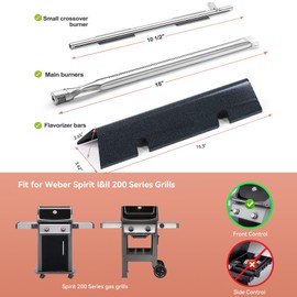 Spirit E210 Parts 7635 15.3” Flavorizer Bars 69785 18” Burners Replacement Parts for Weber Spirit I & Sprit II 200 Series E-210 E-220 S-210 S220 with Front Control ,Weber Spirit II E210 Grill Parts