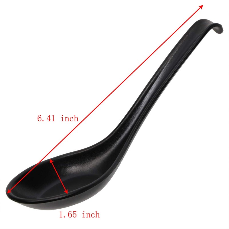 ONLYKXY 4 Pieces Plastic Black Soup Spoons, Japanese Chinese Wonton