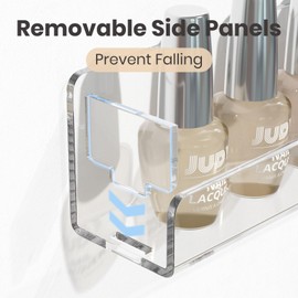 NIUBEE 6 Pack Nail Polish Rack Wall Mounted Shelf with Removable Anti-Slip End Inserts, Clear Acrylic Nail Polish Organizer Display 90 Bottles