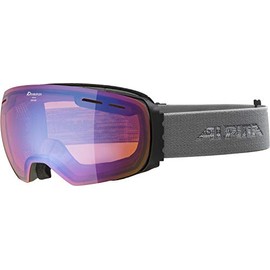 ALPINA Granby Q-Lite Mirrored Contrast Enhancing Ski Goggles with 100% UV Protection for Adults, Grey, One Size