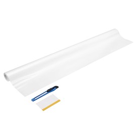 HARFINGTON 1 Set 6D Carbon Fiber Vinyl Wrap 23.62" x 5ft PVC Self-Adhesive Car Sticker Waterproof Wrap Roll for DIY Decor Automotive Exterior Interior Protection with Scraper Tool, White