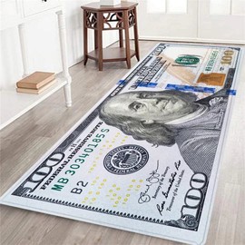 DINJUNA Hundred Dollar Bills Long Runner Rug for Hallway 100 Dollar Bill USA Money Area Rug Non-Slip Large Floor Carpet Mat Washable Kitchen Rugs Indoor Doormat Entrance Door Mats for Living Room