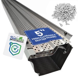 FlowGuard USA Made Professional DIY 5 Inch High Clearance 50-Year Gutter Cover System - Matte - Aluminum Gutter Guards - 22 Feet - by FlexxPoint