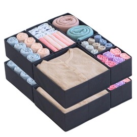 CONMEOCON- 12 Pack Drawer Organizer Clothes with Sturdy Fabric, Baby Clothes Organizer, Dresser Drawer Organizers, Underwear Drawer Organizer for Socks, Underwear, Bras, Ties, Scarves (Grey)