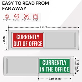 Office Door Sign - Currently in the Office Out of Office Sign for Door, Door Signs for Home Office Doctors Office, Easy to Read Magnetic Slider Door Indicator Sign Office Decor - Silver
