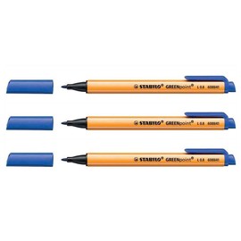 STABILO Set of 3 Greenpoint Felt Pens with Broad Tip 0.8 mm Blueaa