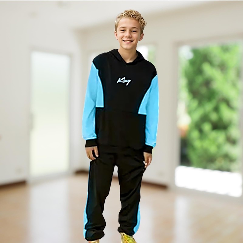 OXUBOAO Boys Casual Tracksuit Outfit Kids Color Blocking Hooded Sweatshirt
