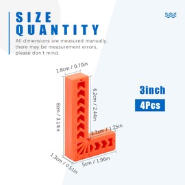 Glarks 4Pcs 3"/80mm 90 Degree Positioning Squares, Right Angle Corner Clamps for Woodworking, Picture Frames, Boxes, Cabinets or Drawers, L-Type Right Angle Ruler, Carpenter Tool (3''/80mm)
