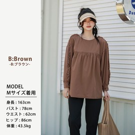 Teddy rashguard027-B Women's Long Sleeve Rash Guard, Slit Leggings, Top and Bottom Set, Amphibious, No Hood, Thin, B: Brown