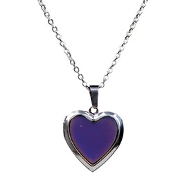 Baoblaze Elegant Multi Color Change Heart Stone Locket Pendant Mood Pendant Necklace