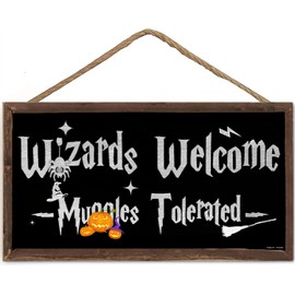 TOMATO FANQIE Wizards Welcome Tolerated Gift Hanging Plaque Magic Home Wood Sign (US-G108)