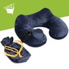 Grinscard Travel Neck Pillow with Carry Bag - Blue Approx.