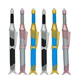 Maydahui 6PCS Fish Sword Shaped Rollerball Pens Creative Yuchang Sword Pen Desk Decorations Black Gel Ink Design for Boys Students School