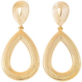 Bohemian Dangle Metal Large Oval Earrings Statement Teardrop Earrings For Women Girls Jewelry (Gold, One size)