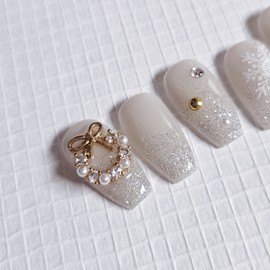 Winter Glow Handmade Nail Tips - Coffin Midi / 윈터글로우 수제네일팁 - 코핀미디