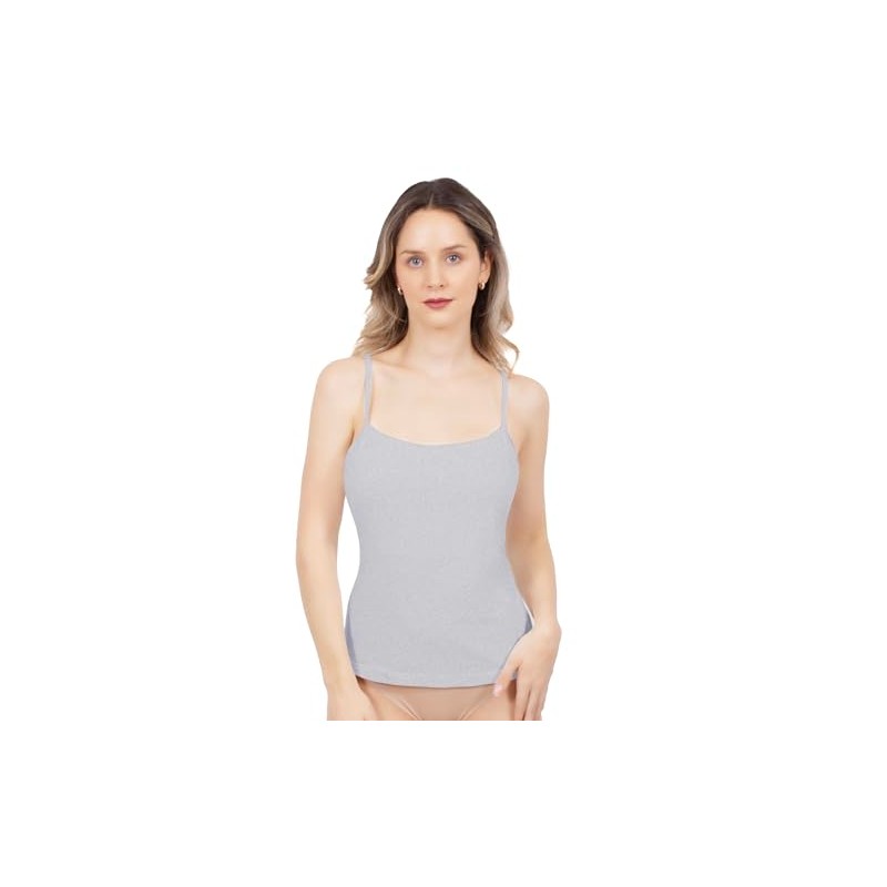 BODYCONTROL Camiseta básica con top integrado 2682 Gris Jaspe, Grande